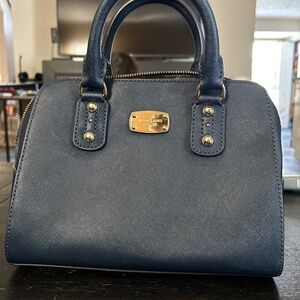 Like New Michael Kors Saffiano Small Satchel Navy Blue